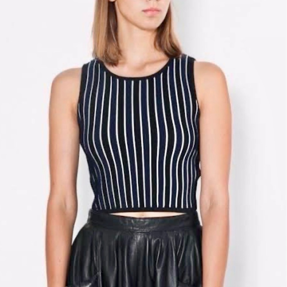 Jonathan Simkhai Navy and White Striped Crop Tank Top